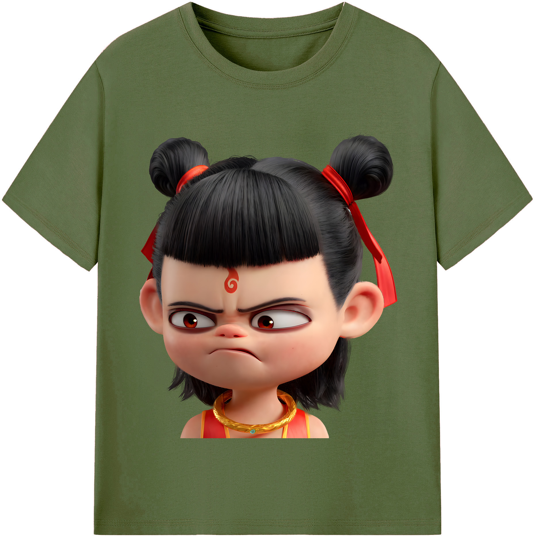 （画像用） Ne Zha 2 ナタ 魔童の大暴れ 綿100％半袖Tシャツ（フロントプリント）